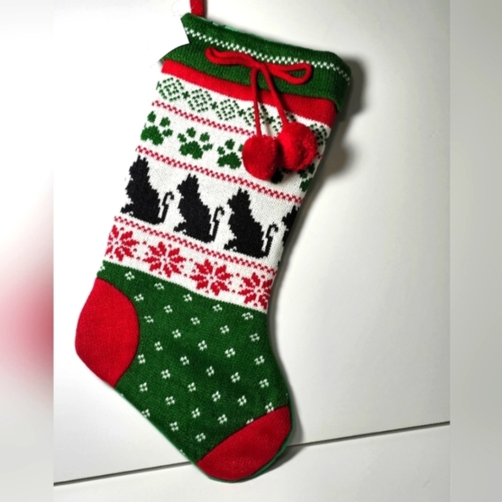 Cat knitted Holiday stocking nwt - Picture 3 of 3